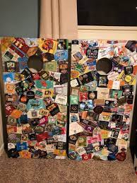 What kind of fabric is in a brew bag? Craft Beer Label Covered Cornhole Boards My Dad And I Made A Year Of Drinking And Finally They Re Done Beerporn