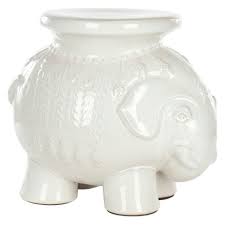 Vintage, ceramic glazed elephant garden stool with polychrome painted accents. Elephant Garden Stool White Safavieh Target