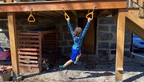 Kids will have a blast while they build strength with the monkey bars and trapeze bar. How To Install Backyard Monkey Bars House And Hammer