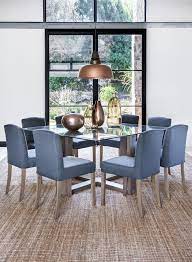 Cooper Glass Dining Table Samuel Quilted Fabric Dining Chairs Classic Contemporary Contemporary Dining Room Sets Contemporary Dining Room Dining Room Small