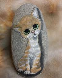 Cat Painted Rock Boyali Kayalar Tablolar Ve Sanat Kulubu