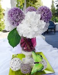 Petrecere Violet Hortensia Alba Globuri Mov Din Allium Gigant Vas Antichizat Table Decorations Decor Home Decor