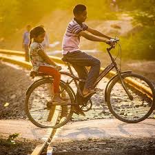 Brother And Sister Crossing Open Railway Track On Their Bicycle Pc Intothenatureslap Kutchexpress Kutchxpres Photography Club Bicycle Indian Photography