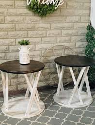 Enjoy A Beautifully Finished Farmhouse X Style Set Of End Tables In Your Home These End Tables Ad In 2020 Coffee Table Farmhouse Round End Tables Farmhouse End Tables