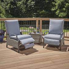 Our customers use wicker outside in their pool or picnic areas where they can relax, socialize and enjoy family, friends and a meal. Backyard Creations Marquette Gray 3 Piece Seating Patio Set At Menards