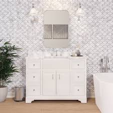 Aktuelle preise für produkte vergleichen! Zelda 48 Farmhouse Bathroom Vanity Apron Sink Carrara Marble Top Kitchenbathcollection