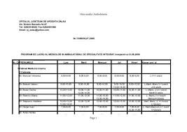 Alte spitale si centre medicale din românia. Orar Medici Ambulatoriu Page 1 Spitalul Judetean De Urgenta Zalau