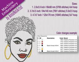 Disegno da ricamo: Silhouette di una donna con capelli corti e ricci