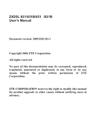 Use this list of zte default usernames, passwords and ip addresses to access your zte router after a reset. Zte Zxdsl 831aiiv3 User Manual Manualzz