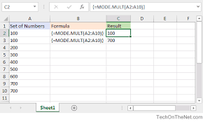 Ms Excel How To Use The Mode Mult Function Ws