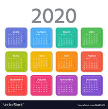 2020 Spanish Calendar Template Year Planner Vector Image On Vectorstock Calendar Template Calender Template Yearly Planner