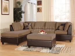 Leather sectional sofa with 3 power reclining chairs, power headrests, and console with usb power outlet. Saddle Fabric Brown Bycast Leather Two Tone Sectional Sofa Set