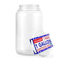 Amazon.com: Stock Your Home 1 Gallon Clear Plastic Jars with Lids (1 Pack)  128 oz Wide Mouth Large Jar with Lid, Big Container for Candy, Cookies, ...