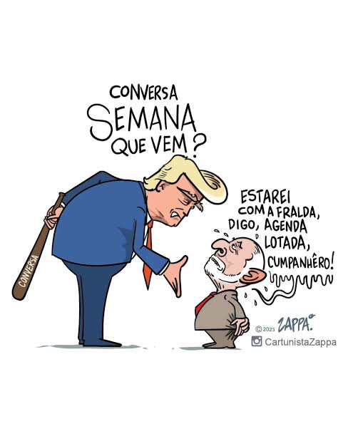 🌍 Siga @metropolenews | CHARGE DO DIA Lula desiste de se encontrar com Trump pessoalmente e conversa será por telefone. Por @cartunistazappa 📲 Compartilhe! Página reserva: @metropolenews10 👉 Siga