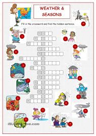 Weather Seasons Crossword Seasons Worksheets Weather Crossword Weather Seasons