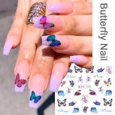Pink butterfly nail design | butterfly #nails. Amazon Com Butterfly Nail Art Stickers Decal Nails Supply Flowers Butterfly Nail Designs Sticker Water Decals Transfer Foil Nail Art Decoration Manicure Tips Nail Art Decals For Women Girls 12 Sheets Beauty
