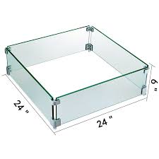 24 inch fire pit replacement pan square. Glass Flame Guard For Drop In Fire Pit Pan Flame Fencing Wind Guard Kits Outdoor Ebay