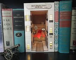 Bookshelf Art Book Nook Miniature Street Miniature Art Original Art On The Shelf Art Dollhouse Miniature Work Of Art In 2020 Bookshelf Art Book Nooks Les Miserables