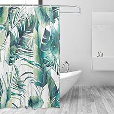 Jstel Sommer Palme Und Banana Leaves Duschvorhang Schimmelresistent Und Polyester Wasserdicht 182 9 X 182 9 Cm Fur Home Extra Lang Duschvorhang Dusche Vorhange