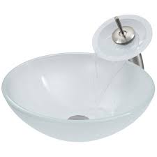 inch white frost glass vessel sink
