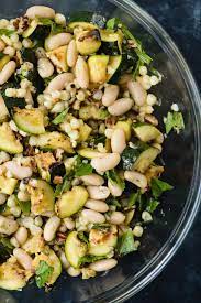 Grilled Zucchini Salad With Corn And Marinated White Beans Recipe Grilled Zucchini Zucchini Salad Healthy Recipes