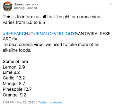 The ph of the urine indicates how the body is working to maintain the proper ph of the blood. Coronavirus Fake Claim Fact Check No Ph Value Of Covid 19 Experts Deny Its Link With Alkaline Foods