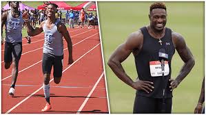 The seahawks star finished ninth in his heat at sunday's golden games with a time of 10.37 seconds. Kclixuvk5v Qum