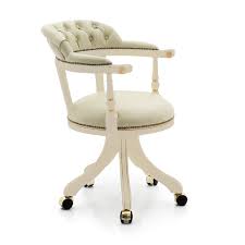 Classic Style Small Swivel Desk Armchair Made Of Wood Eleonora Sevensedie