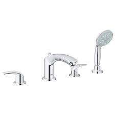 Roman faucets sometimes come with a hand shower. 4 Hole 2 Handle Deck Mount Roman Tub Faucet With 1 75 Gpm Hand Shower