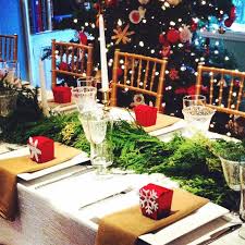 Christmas Celebration Gold Chairs Holiday Tablescape Burlap Napkins Red Favor Boxes Holiday Tablescapes Burlap Napkins Gold Chair