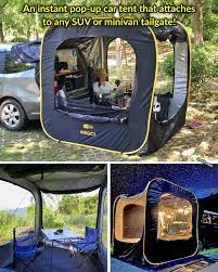 Tents that attach to your suv. This Instant Pop Up Car Tent Attaches To The Tailgate Of Your Suv Or Minivan Car Tent Car Tent Camping Suv Camping