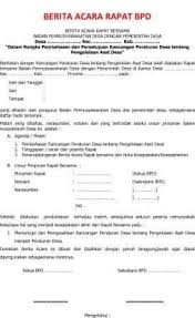 Berita Acara Dan Notulen Rapat Persetujuan Perdes Aset Desa Format Administrasi Desa