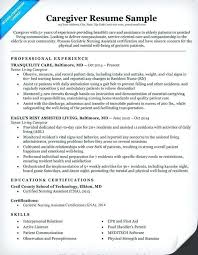 caregiving skills for resume free