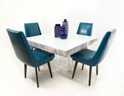 Dining table set made of mdf panel and metal frames, with perfect edge technology, well made and solid, waterproof and very easy to clean. Modern Square Dining Table In White Recycled Wood Modshop