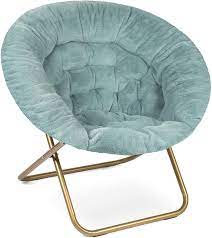 Urban shop faux fur saucer chair with metal frame, one size, black. Amazon Com Milliard Cozy Chair Faux Fur Saucer Chair For Bedroom X Large Blue Kitchen Dining