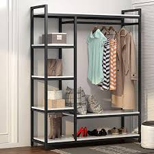 Amazon Com Little Tree Free Standing Closet Organizer Heavy Duty Clothes Rack With 6 Shelves And Free Standing Closet Standing Closet Best Closet Organization