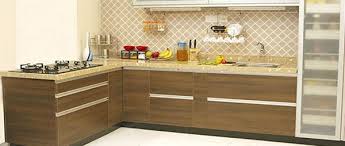 Wood Laminate Indian L Shaped Kitchen Parallel Kitchen Design Indian Kitchen Design Ideas Interior Design Kitchen