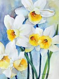 Yellow And White Daffodils Flower Sketches Watercolor Flowers Flower Painting