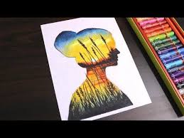 Oil Pastel Drawing For Beginners Beautiful Double Exposure Scenery Drawing For Beginners Youtube Oil Pastel Oil Pastel Art Oil Pastel Drawings