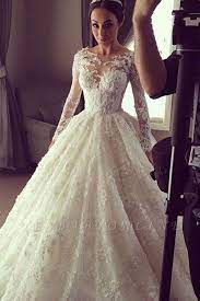 Charming Princess Ball Gown Wedding Dresses 3d Floral Appliques Long Sleeves Bridal Gowns Princess Ball Gowns Long Sleeve Wedding Dress Lace Wedding Dress Long Sleeve