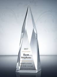 Nothing Says Congratulations To The Employee Of The Year Like A Crystalline Monument Our Employee Of Employee Recognition Awards Employee Awards Trophy Design