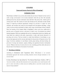 Below is a detailed comparison of both macrofinance and microfinance. Doc Synopsis Mba Anoop Verma Academia Edu