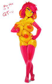 the boogie, scuttlebug, mario (series), nintendo, super mario 64, super mario  bros. 1, highres, 1girl, breasts, extra breasts, huge breasts, inverted  nipples, monster girl, nipples, puffy nipples, pussy, red hair, solo,  uncensored -