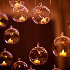 This charming sphere tea light candle holder is sure to bring glam and warmth to your home and looks even more magical when illuminated. Hanging Tealight Holder Glass Globes For Home Decoration Banfiy Usa Tea Light Holder Hanging Hanging Candle Holder Glass Candle