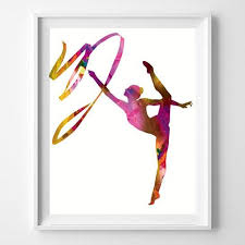 Rhythmic Gymnast With Ribbon Printable Gymnastic Wall Art Etsy Etsy Wall Art Ribbon Dance Gymnastics