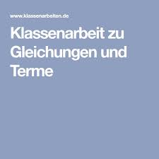 Klassenarbeit Zu Gleichungen Und Terme Klassenarbeiten Gleichungen Erste Klasse