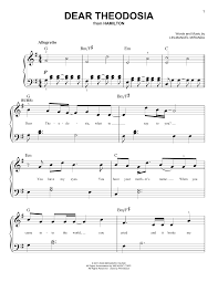 Sheet music arranged for piano/vocal/chords, and singer pro in b minor (transposable). Dear Theodosia From Hamilton Easy Piano Print Sheet Music Now