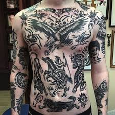 Black And White Traditional Eagle Chest Tattoo Black Traditional Tattoos Traditional Tattoo Man Traditional Tattoo Torso Tattoos