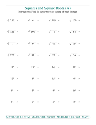 The Squares And Square Roots A Math Worksheet In 2020 Square Roots Math Worksheet Free Math Worksheets