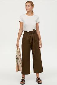 Paper Bag Pants Dark Khaki Green Ladies H M Us Fashion Pants Fashion Clothes Women Pant Trends